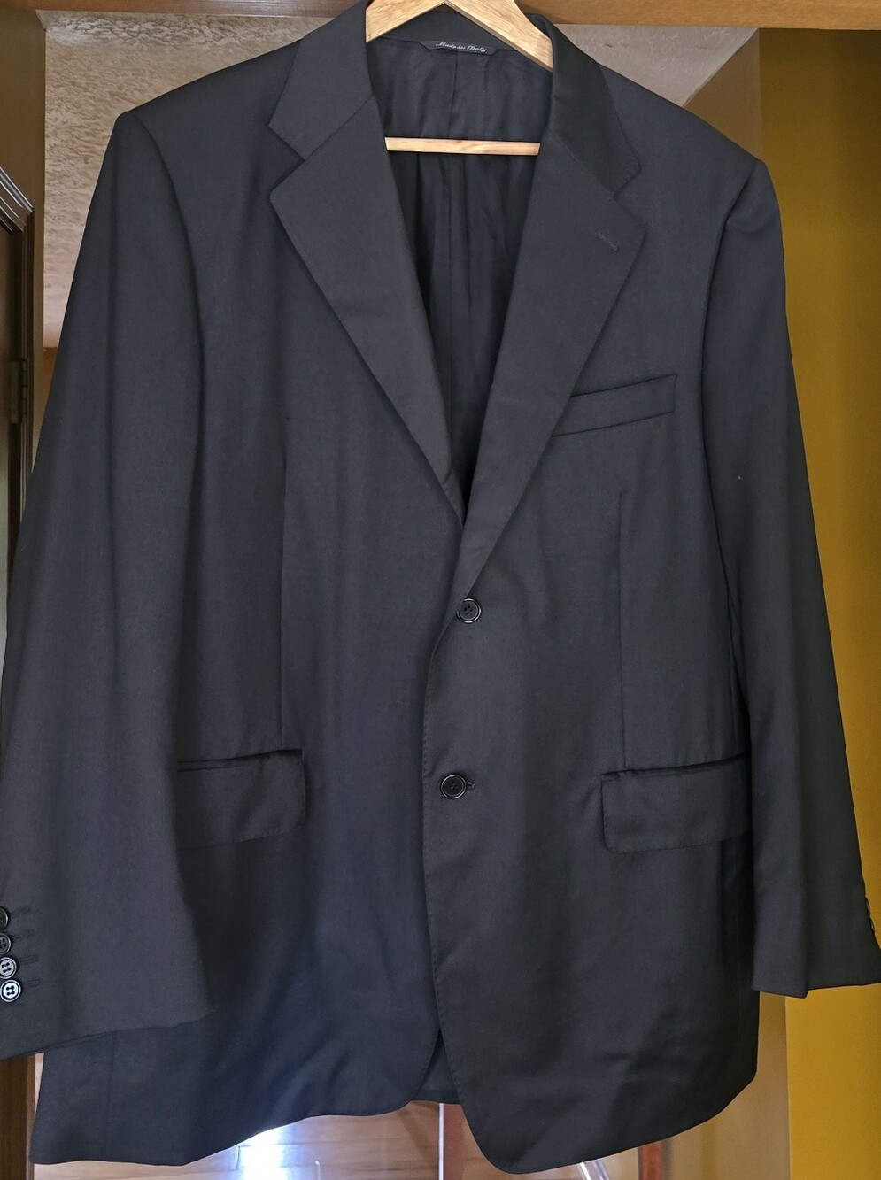CANALI Italy Blazer Sport Coat 2-Button Jacket 46S-US 56C-EU Black Wool